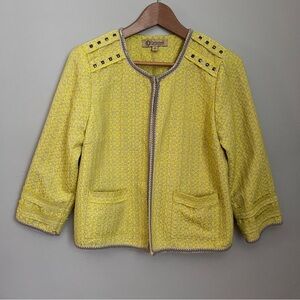 Democracy Yellow Boucle Jacket Blazer Size Medium EUC